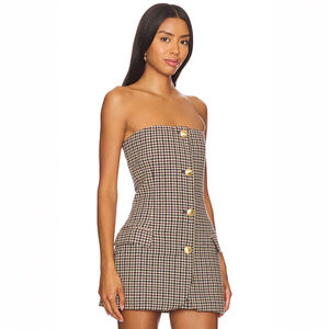 NWT Ronny Kobo Spencer Blazer Top Wool Blend Houndstooth Oxblood Multi - Size L